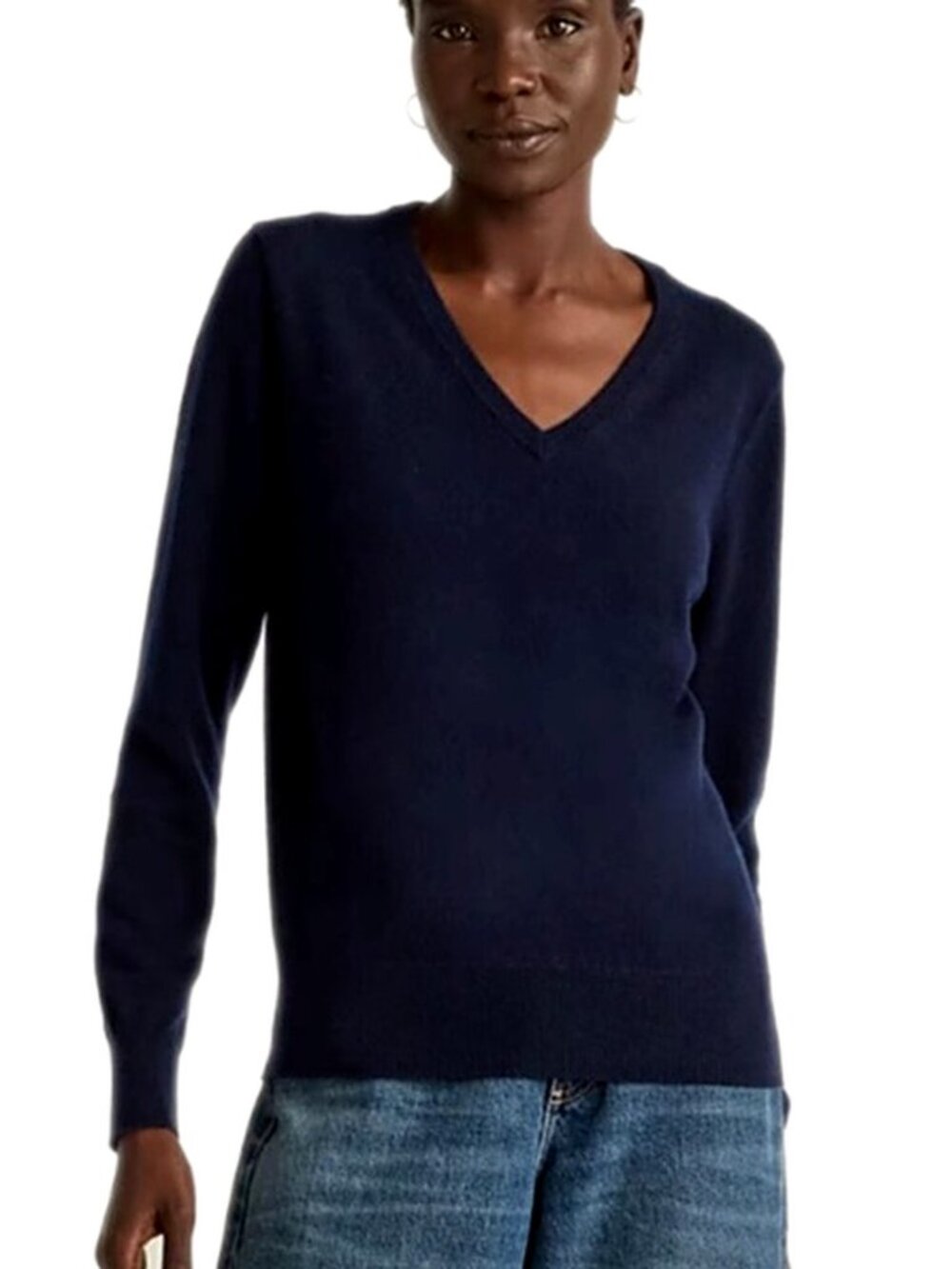 Quince 100% Mongolian Cashmere V-Neck Sweater in True Navy Small p
